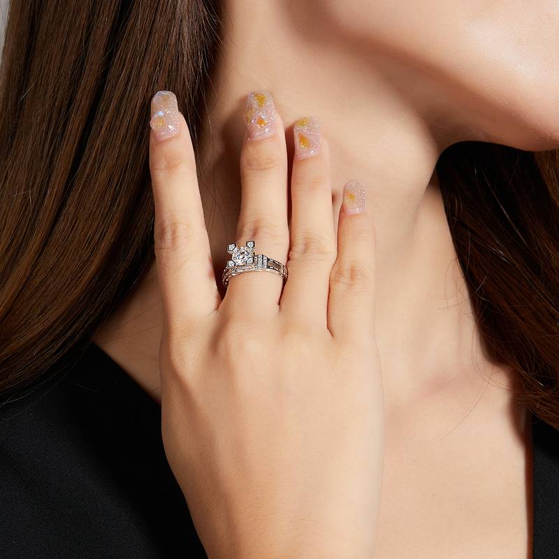 铁塔S925银镀白金MoissaniteWomen's Ring1ctD级